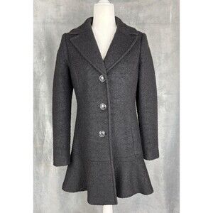 Fleet Street Wool Blend Tailored Pea Coat Women's Small Black Fit-and-Flare